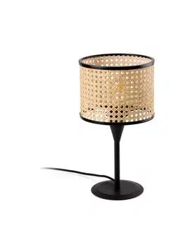 Designové stolní lampy FARO MAMBO S černá/ratan stolní lampa