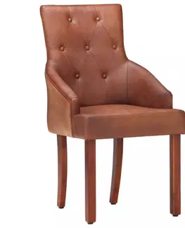 Židle Jídelní křeslo 6 ks pravá kůže Dekorhome Černá