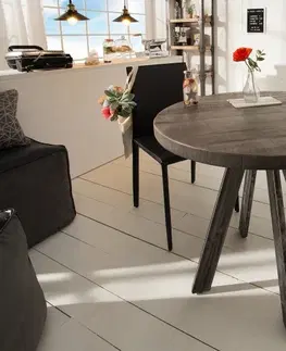 Designové a luxusní jídelní stoly Estila Industriální designový kulatý jídelní stůl Ivar šedý z masivu