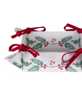 Chlebníky Textilní košík na pečivo Holly Christmas - 35*35*8 cm Clayre & Eef HCH47