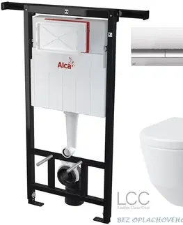 WC sedátka ALCADRAIN Jádromodul předstěnový instalační systém s chromovým tlačítkem M1721 + WC LAUFEN PRO LCC RIMLESS + SEDÁTKO AM102/1120 M1721 LP2