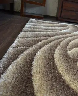 Koberce a koberečky Dywany Lusczow Kusový koberec Shaggy SPACE 3D RICHARD světle hnědý, velikost 80x150