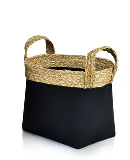 Úložné boxy Mondex Úložný košík Bali s uchy 30x22x28 cm černý