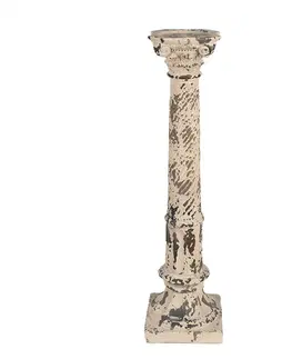 Svícny Béžovo - hnědý vysoký svícen antický sloup - 16*16*63 cm Clayre & Eef 5PR0134