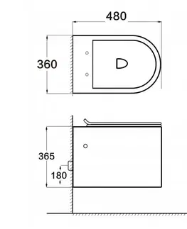 Kompletní WC sady Závěsná WC mísa MEXEN SOFIA 36 cm bez prkénka bílá