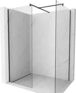 Sprchové zástěny MEXEN/S Kioto Sprchová zástěna WALK-IN 130 x 110 cm, transparent, černá 800-130-202-70-00-110