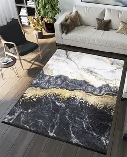Moderní koberce Černý módní koberec s abstraktním vzorem
