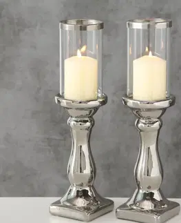 Svíčky DekorStyle Svícen MASERU se stínidlem 36 cm stříbrný