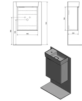 Koupelnový nábytek SAPHO LATUS IX umyvadlová skříňka 44x50x22cm, dub stříbrný LT090-1111