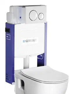 Záchody SAPHO Závěsné WC Brilla s podomítkovou nádržkou a tlačítkem Geberit, bílá WC-SADA-14