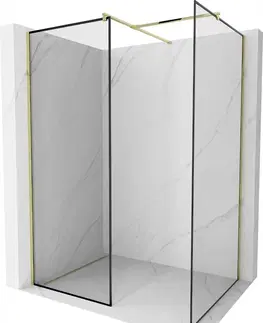 Sprchové zástěny MEXEN/S Kioto Sprchová zástěna Walk-in 110 x 90 cm, černý vzor, zlatá 800-110-202-50-70-090