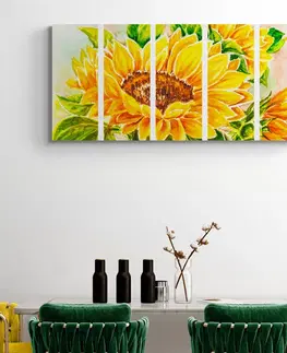 Obrazy květů 5-dílný obraz nádherná slunečnice