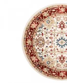 Kulaté a oválné koberce Krémový kulatý koberec ve vintage stylu Šířka: 100 cm