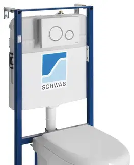 Záchody SAPHO Závěsné WC ABSOLUTE Rimless s podomítkovou nádržkou a tlačítkem Schwab, bílá 10AB02002-SET5
