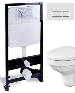 WC sedátka PRIM předstěnový instalační systém s chromovým matným tlačítkem  20/0040 + WC CERSANIT DELFI  + SEDÁTKO PRIM_20/0026 40 DE1