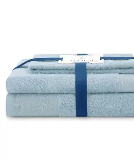 Ručníky AmeliaHome Sada 3 ks ručníků ALLIUM klasický styl světle modrá, velikost 50x90+70x130