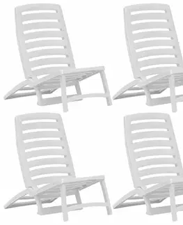 Zahradní křesla a židle Skládací plážové židle 4 ks plast Dekorhome Bílá