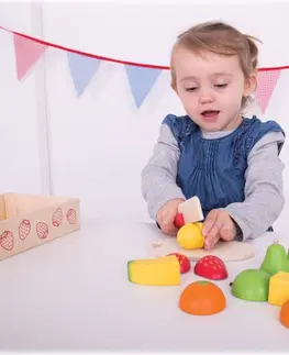 Hrajeme si na domácnost Bigjigs Toys Dřevěné krájecí ovoce v krabičce FRUIT