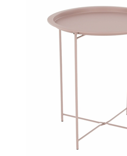 Konferenční stolky Příruční stolek RADOMI s odnímatelným tácem, nude růžová