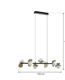 Závěsná světla Lucande Lucande Pallo LED závěsné svítidlo, lineární, 7 světel, černá/zlatá
