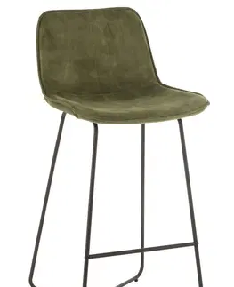 Barové židle Zelená sametová barová stolička Barchair Isabel Green - 57*48*103cm J-Line by Jolipa 19518