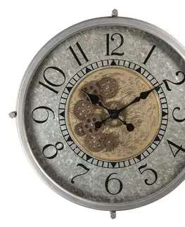 Hodiny Velké kovové nástěnné hodiny s ozubenými kolečky – Ø 51*8 cm / 1*AA Clayre & Eef 6KL0591