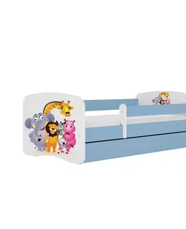 Dětské postýlky Kocot kids Dětská postel Babydreams ZOO modrá, varianta 80x160, se šuplíky, s matrací