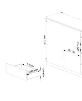Komody Ak furniture Komoda K013 160 cm bílá - 2 skříňky a 4 šuplíky