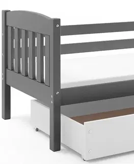 Postele BMS Dětská postel KUBUŠ 1 s úložným prostorem | šedá Barva: Šedá / bílá, Rozměr: 160 x 80 cm
