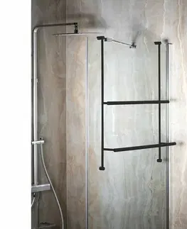 Koupelnový nábytek SAPHO 1301-09B závěsný držák ručníků na sprchovou zástěnu 60 x 73 x 12,5 cm, černá mat