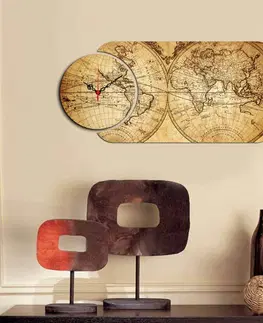Hodiny Hanah Home Nástěnné hodiny Mapa polokoule 68x32 cm vícebarevné