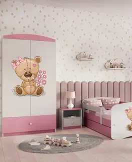Dětský nábytek Kocot kids Dětská skříň Babydreams 90 cm méďa s kytičkami růžová