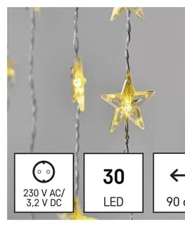 Závěsy a sítě EMOS LED vánoční závěs – hvězdy, 120x90 cm, venkovní i vnitřní, teplá bílá, časovač DCGW01