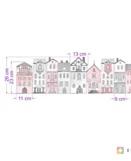 Samolepky na zeď Samolepky do dětského pokoje - Růžovo-šedé domky pro holky