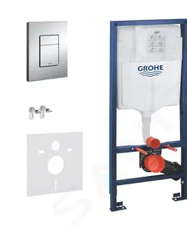 Záchody GROHE Rapid SL Set předstěnové instalace, klozet Alpha se sedátkem, tlačítko Skate Cosmopolitan, chrom 38528SET-KR