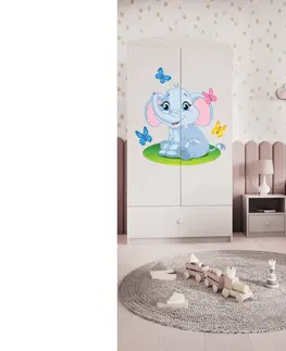 Dětský nábytek Kocot kids Dětská skříň Babydreams 90 cm slon s motýlky bílá
