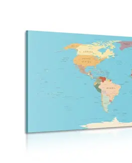 Obrazy mapy Obraz mapa světa s názvy