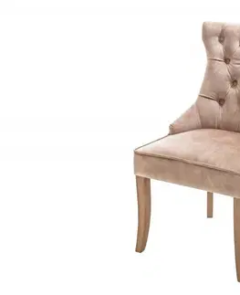 Luxusní jídelní židle Estila Stylová židle Torino s Chesterfield prošíváním se sametovým potahem hnědé barvy s klepadlem 96cm
