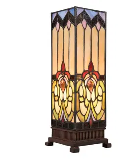 Světla na parapety Clayre&Eef Stolní lampa 5906 rozmanité skleněné stínidlo