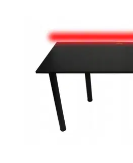 Herní stoly Expedo Počítačový herní stůl CODE BIG B2 s LED, 160x73-76x80, černá/černé nohy + USB HUB