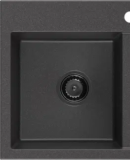 Sifony k pračkám MEXEN/S Hektor granitový dřez 2-bowl 800 x 480 mm, černá kropenatá, černý sifon 6521802000-76-B