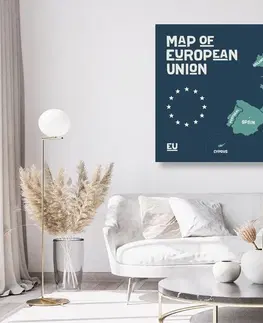 Obrazy na korku Obraz na korku naučná mapa s názvy zemí evropské unie