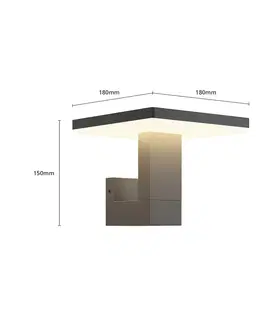 Venkovní nástěnná svítidla Lucande Venkovní nástěnné LED světlo Olesia, hranatý tvar