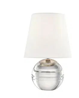 Designové stolní lampy HUDSON VALLEY stolní lampa NICOLE křišťál/textil nikl/bílá E14 1x8W HL310201-PN-CE