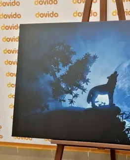 Obrazy zvířat Obraz vlk v úplňku měsíce