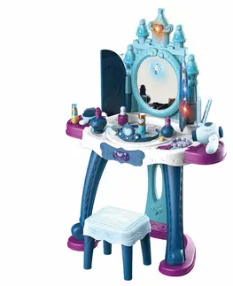 Dřevěné hračky Baby Mix Dětský toaletní stolek s židličkou Ledový svět modrá, 47 x 13 x 57 cm