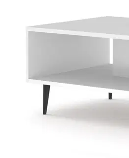 Konferenční stolky ARTBm Konferenční stolek RAVENNA C 90 | bílá lesklá Provedení: Bílá / bílá lesk / zlaté nohy