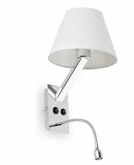 Nástěnná svítidla s látkovým stínítkem FARO MOMA nástěnná lampa, bílá