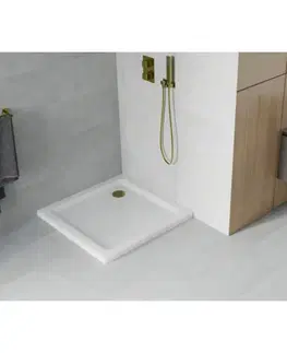 Sprchové vaničky MEXEN Sprchová vanička se zlatým sifonem 90 x 90 cm bílá