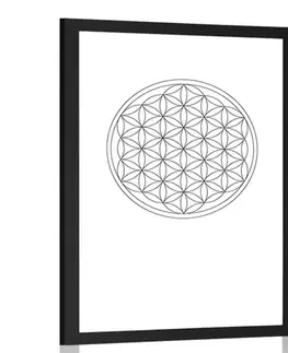 Motivy z naší dílny Plakát s paspartou černobílá Mandala